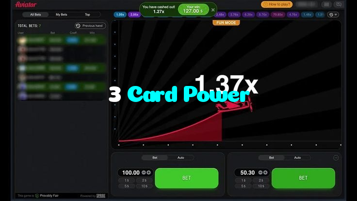 3 Card Power casino presented on mobile device in Pakistan with slots and live games
